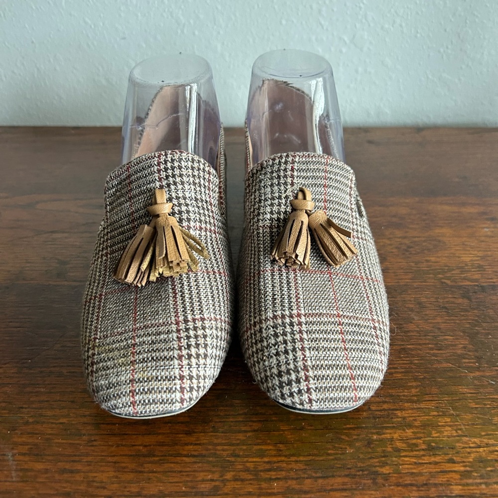 Modenpeak Suede Tasseled Brown Plaid Loafer Shoes Women’s 8 Preppy Collegiate